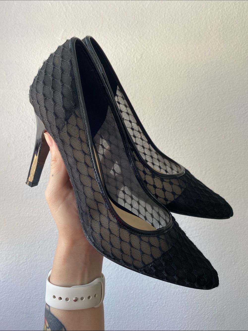 Nine West Black Mesh Pointed Toe Pumps